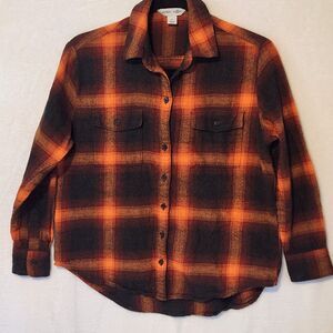 Old Navy Women's XS Boyfriend Orange Flannel Shirt Evermore Taylor Swift